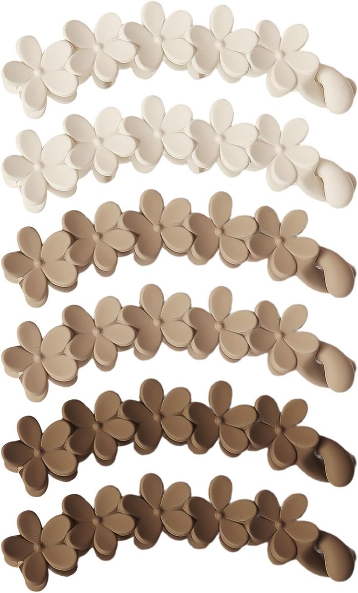6 Pcs Bloemen Haarspelden - Matte Anti-Slip Clips - Kleurvolle Ponytail Accessoires