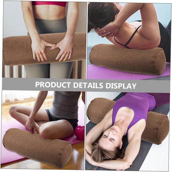 Katoenen Yoga Kussen - Oefenkussen Bolster - Meditatie Ontspanning - Ergonomisch Ademend - 58.5x14.5x14.5cm - Koffie — afbeelding 3