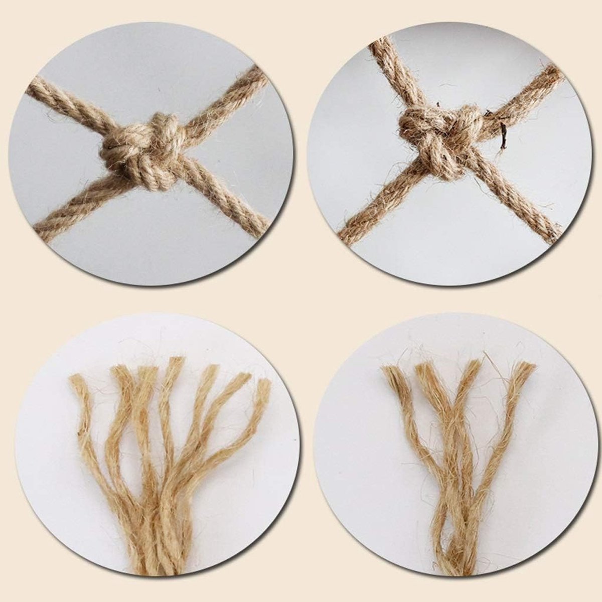 Decoratief Touwgaas - Henneptouw Net - Veiligheid Beschermen - Handgeweven Dubbele Knoop - 0.5x3m - Geel