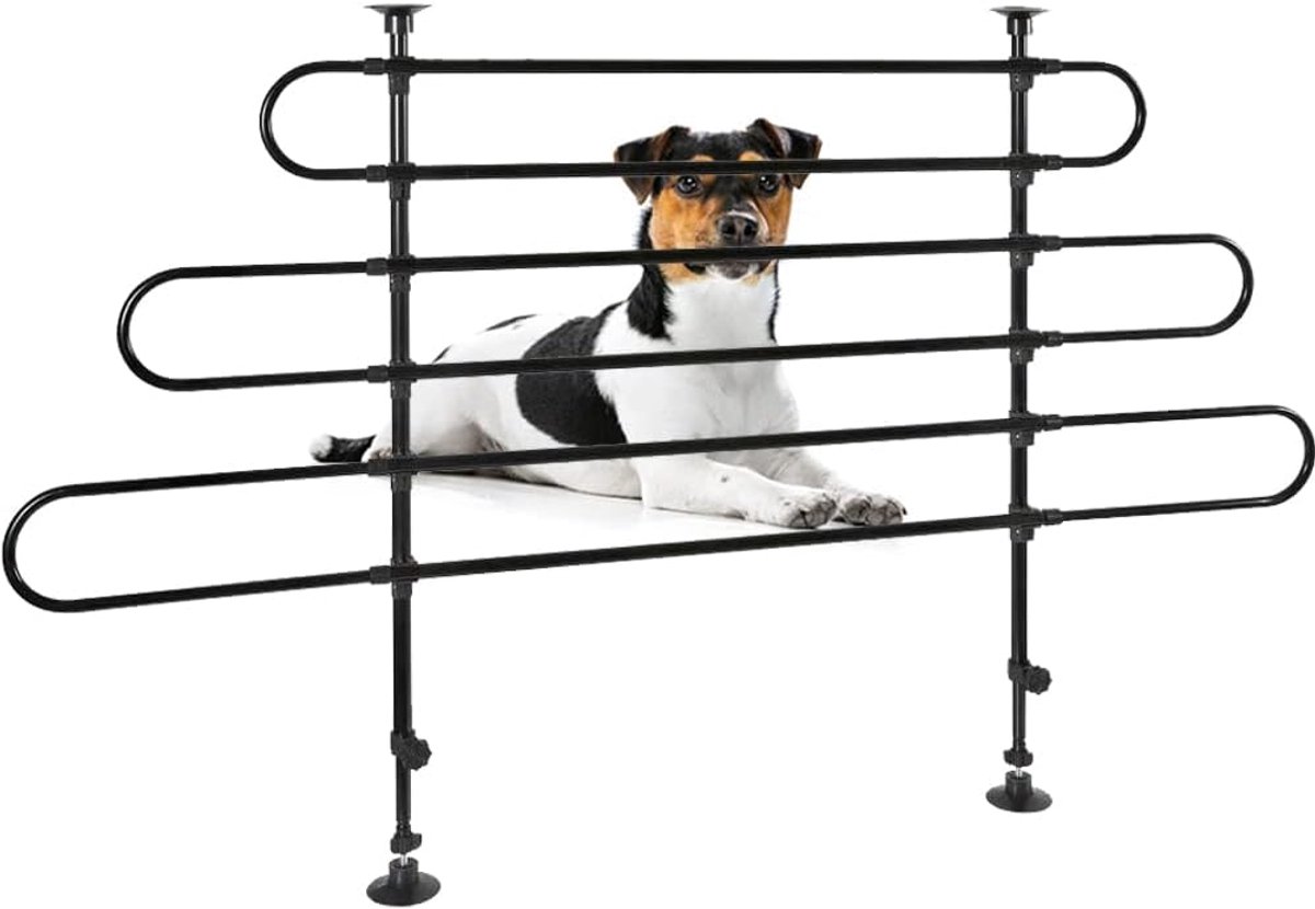 Universeel Hondenrek – Bagagenet Dierentransport – Veilig Reizen Auto – Verstelbaar Zonder Boren – 87-147cm Breed 78-140cm Hoog