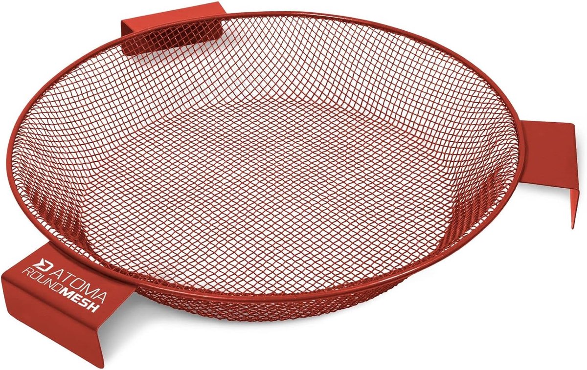 Voederzeef Rond - Deeltjeszeef - Lokaas Bereiden - Maaswijdte 4mm - Diameter 29cm - Rood