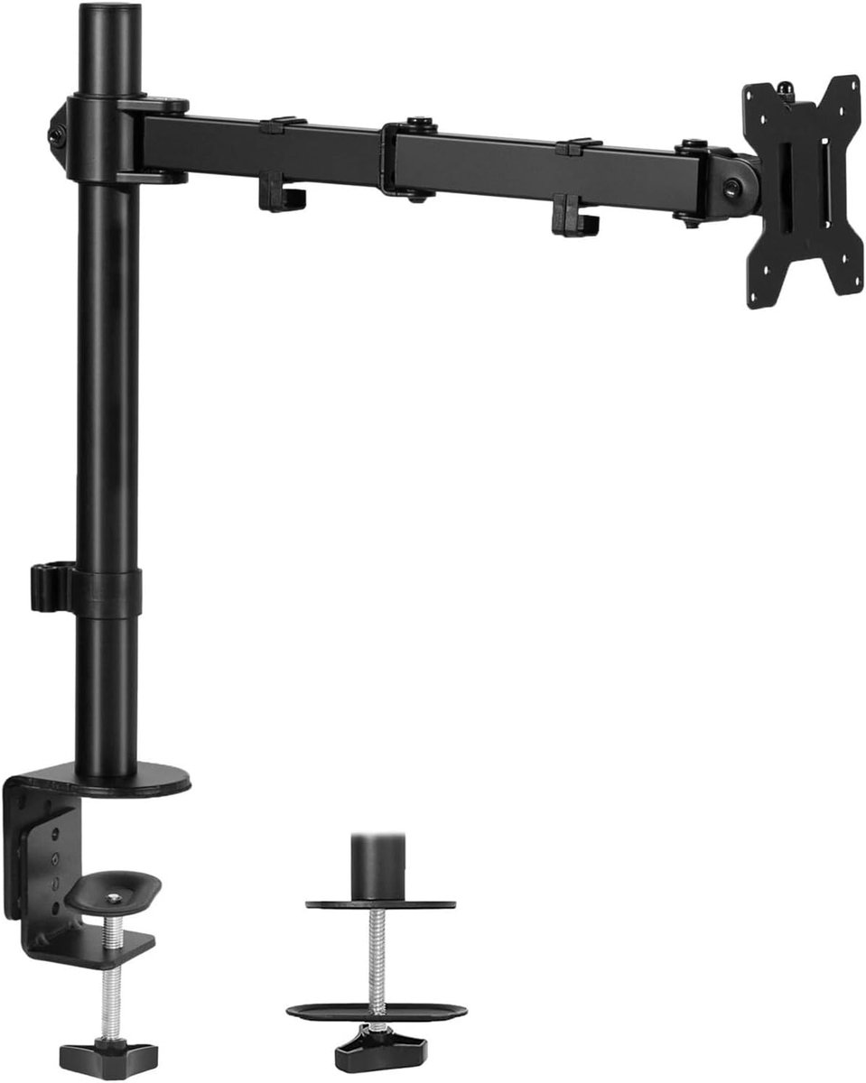 Monitor Standaard - Bureauhouder Scherm - Ergonomisch Werken - Volledig Verstelbaar - Zwart