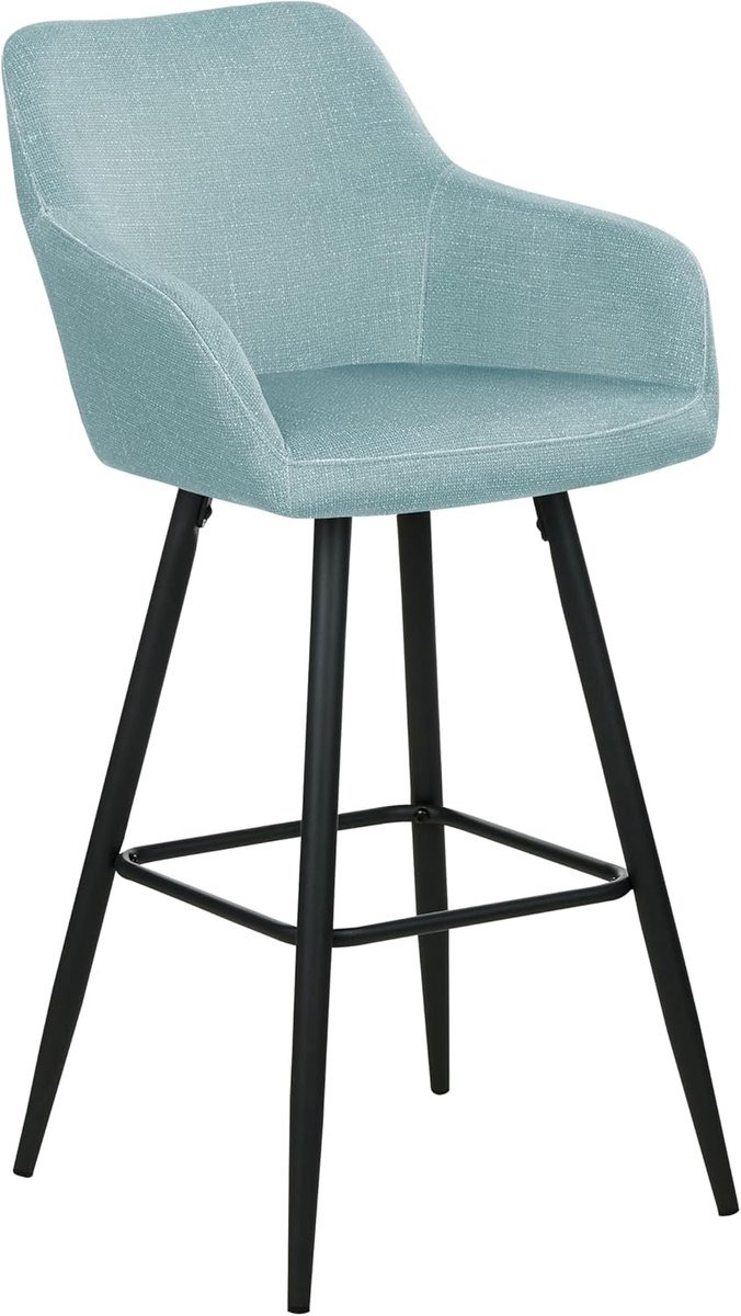 Barkruk Set - Barstoelen Fluweel - Keuken Bar - Met Armleuningen - 74cm Zithoogte - Lichtblauw