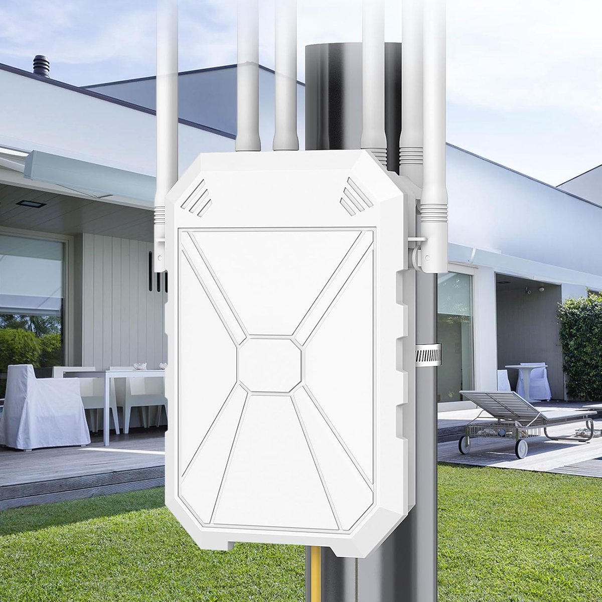 WLAN Repeater Outdoor - Wifi Versterker - Tuin en Camping - IP67 Weerbestendig - 6 Antennes