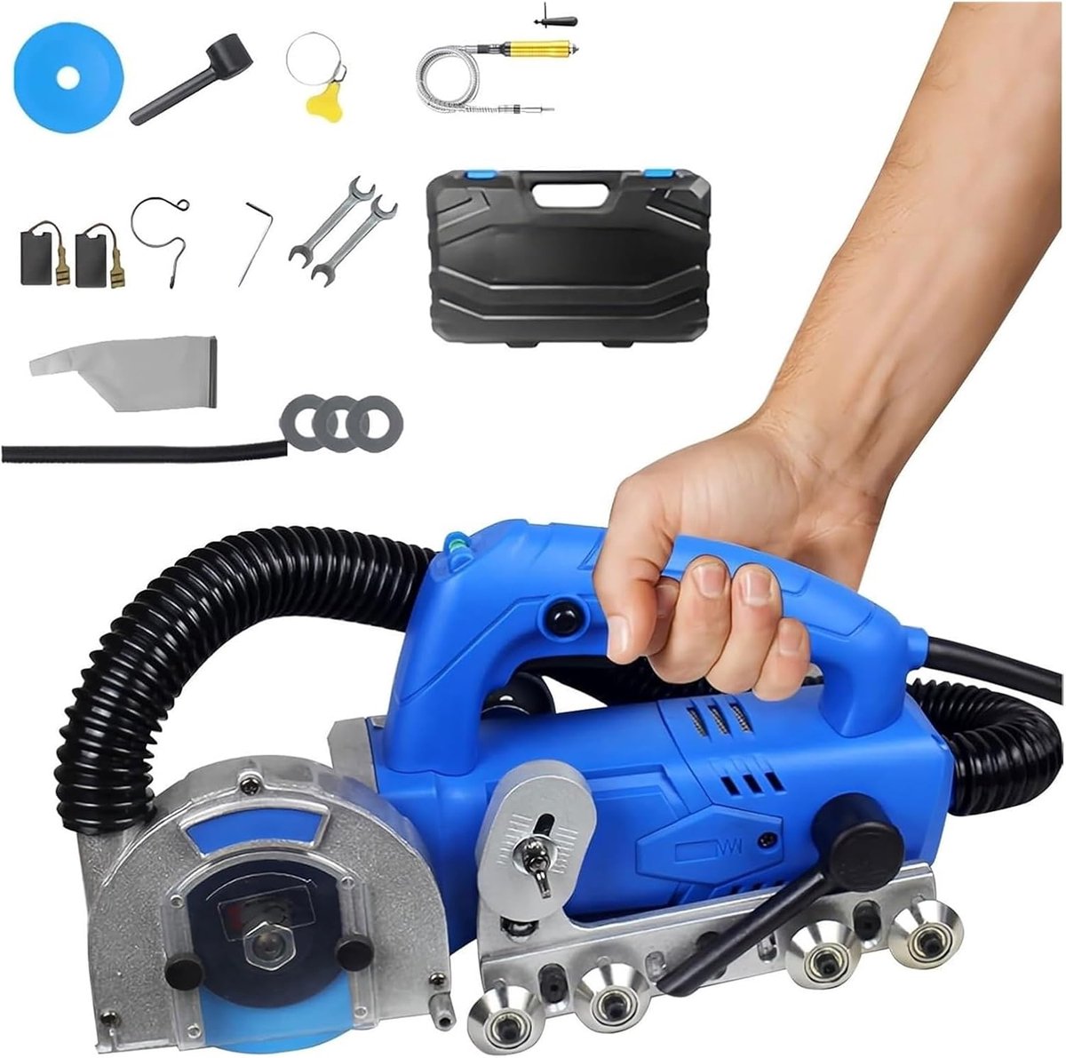 Elektrische Voegenreiniger - Tegelvoegmachine Voegenfrees - Voegen Uitsnijden - Automatische Waterblazer - 100mm Zaagblad - Blauw