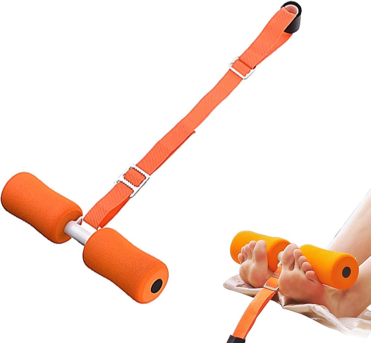 Fitness Hulp - Buikspier Trainer - Thuis Sporten - Verstelbare Banden - 33.5 x 12 x 8cm - Oranje