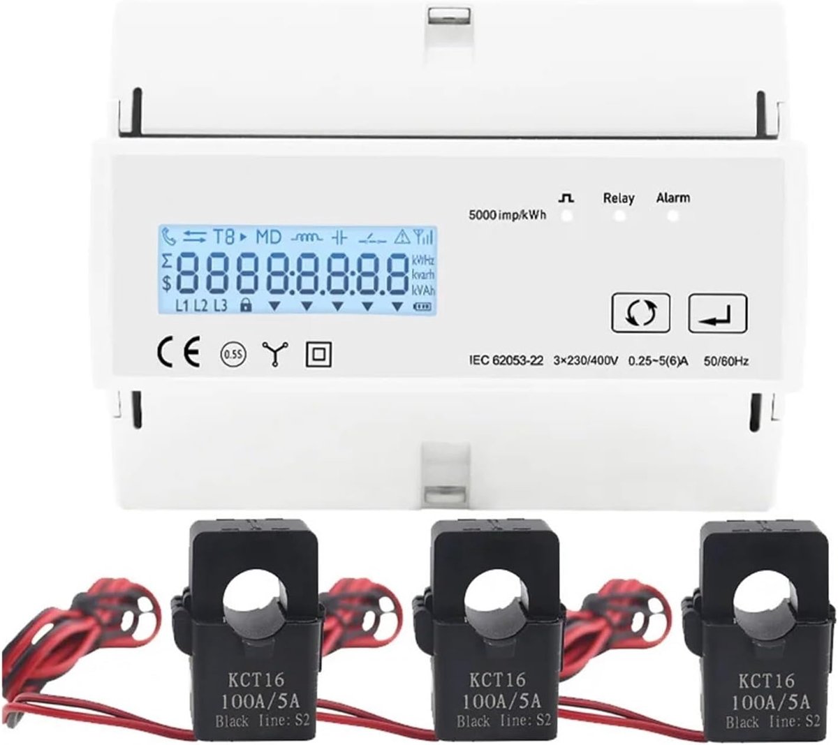 Energiemeter - Wattmeter Verbruiksmeter - Energie Monitoring - 3 Fase Bidirectioneel - 1x1x1 cm 100g