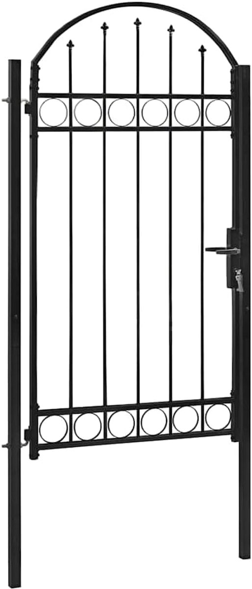 Tuinpoort Gebogen - Hek Omheining - Toegang Afscheiden - Gepoedercoat Staal - 100x250 cm -