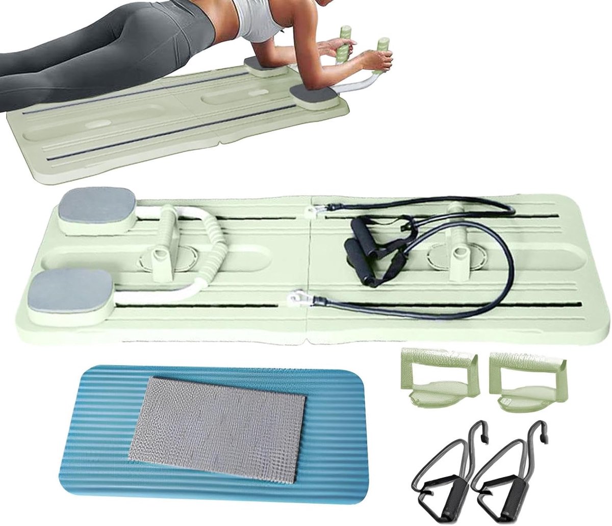 Pilates Boardset - Glijdende Machine - Thuistrainingen Buikspieren - Opvouwbaar Compact Ontwerp - 41 x 16 Inch - Groen