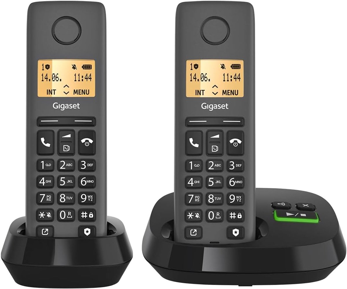 Duo DECT Telefoons - Draadloze Telefoons - Thuis Kantoor - Inclusief Antwoordapparaat - 50 Contacten - Zwart Antraciet
