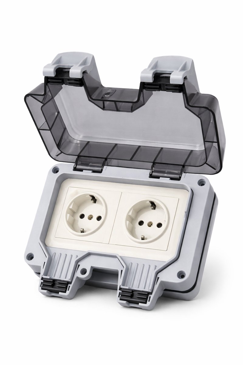 Profielenloods - Buitenstopcontact dubbel Stopcontact - IP66 Stopcontact Waterdicht - Stopcontact Buiten