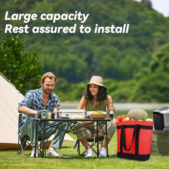 Isolatietas 39 liter - Koeltas Boodschappentas - Boodschappen Picknick Camping - Opvouwbaar Waterdicht Lekvrij - Flexibele Handgrepen - Rood — afbeelding 3