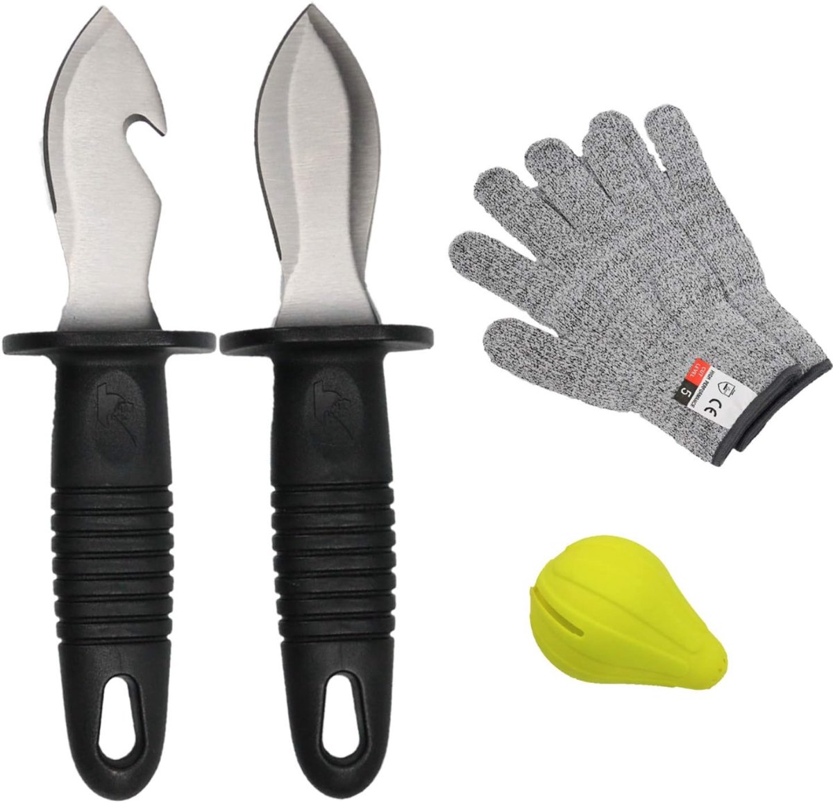 SVN® Oestermes - Oesterset - Oestermes en Handschoen - Zwart - 6cm x 7cm x 13cm