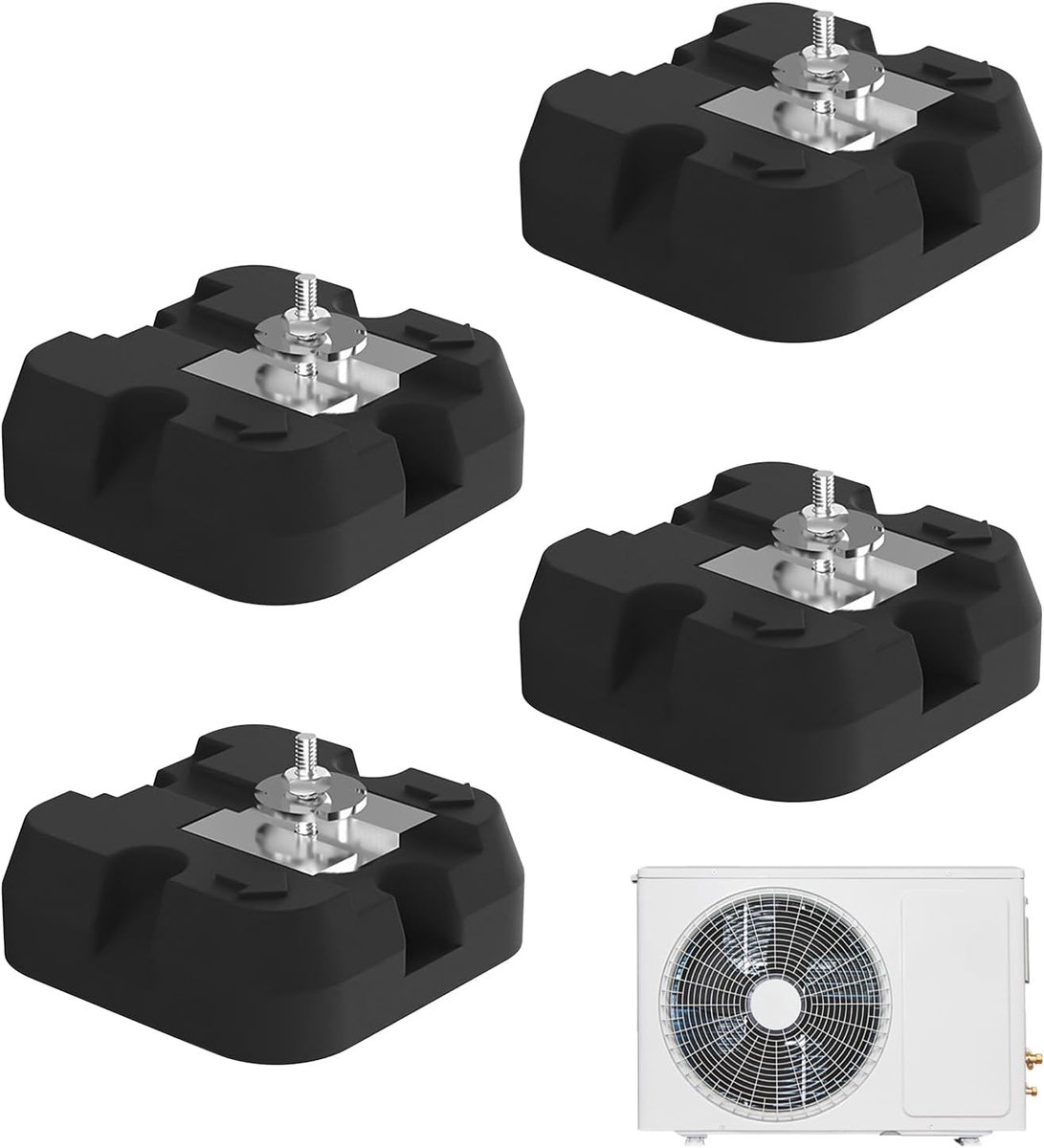Airco Ondersteuning - Onderstel Condensor - Buitenunit Stabiliseren - Trillingsdempend Robuust - 4 stuks 15cm - Zwart