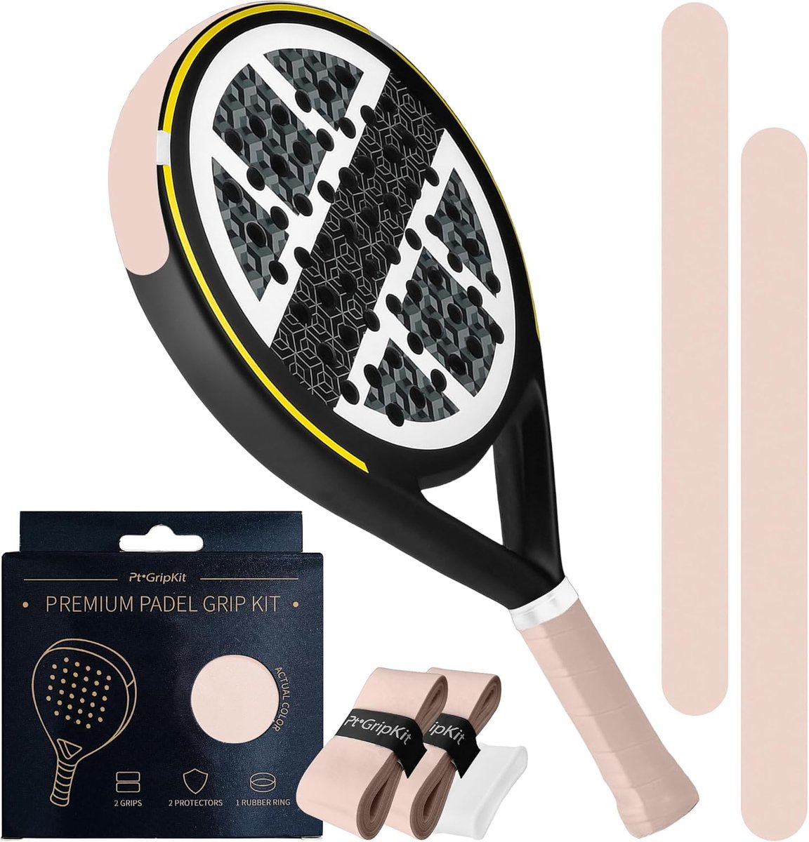 Padel Grip Set - Racket Accessoires - Comfortabel Spelen - Antislip & Zweetabsorberend - One Size - Pastel Beige