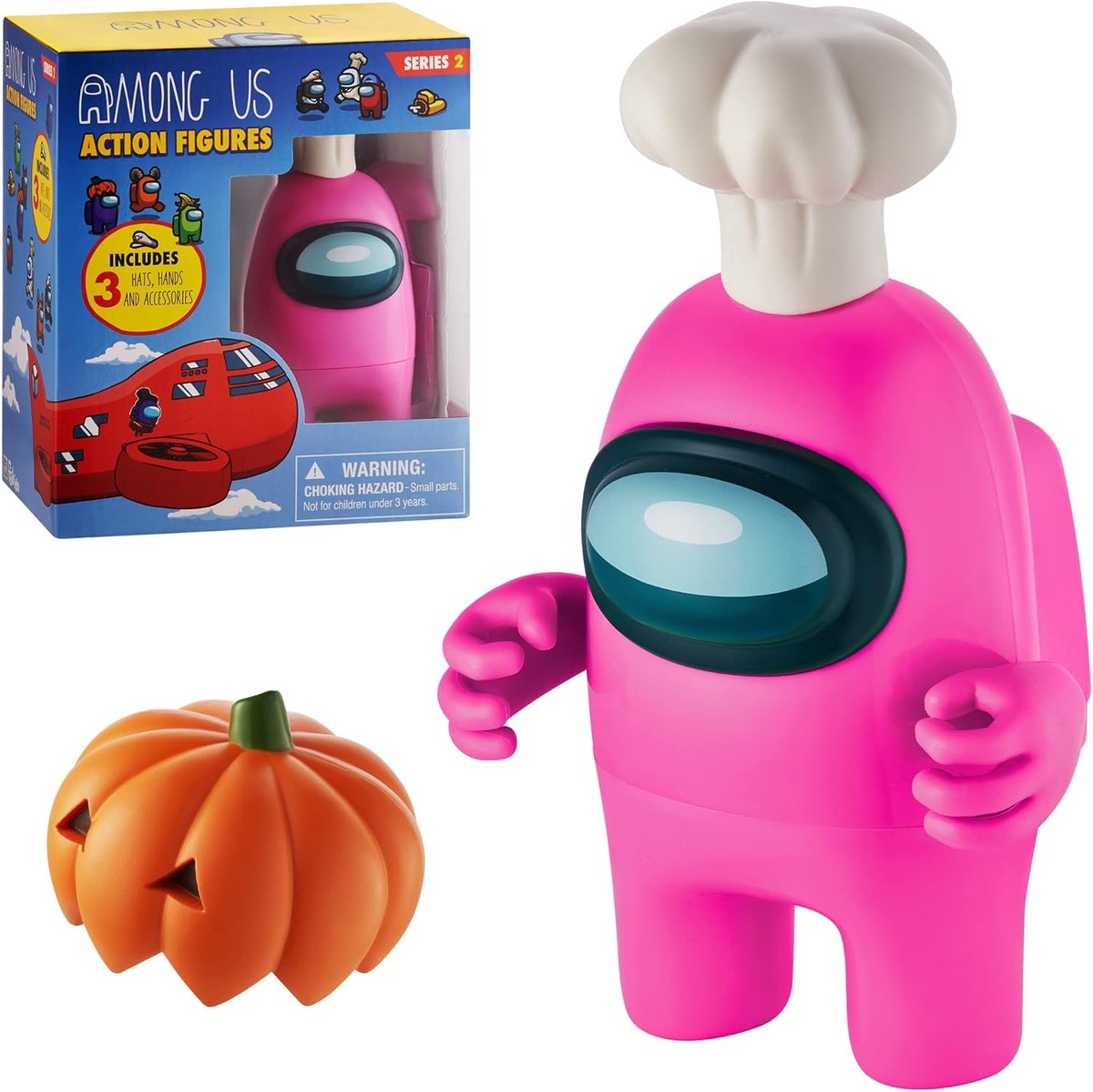 Among Us Actie Figuren Pink Crewmate - Inclusief 3 Accessoires - 11,5 cm - Serie 2