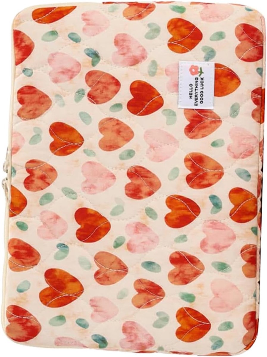 Laptoptas - Draagtas Laptophoes - Bescherming Onderweg - Hart Print Design - 14 Inch - Rood