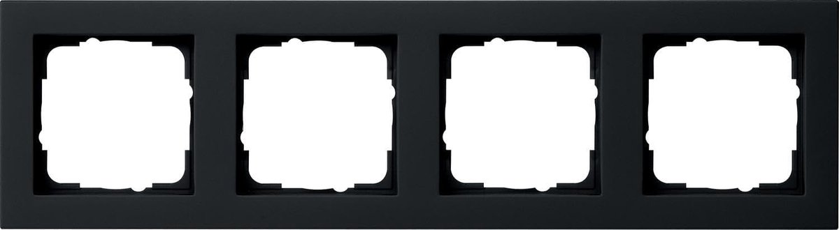 Afdekraam Viervoudig - Frame Schakelaar - Wandmontage Afwerking - Aluminium Mat - 1x1x1 cm - Zwart