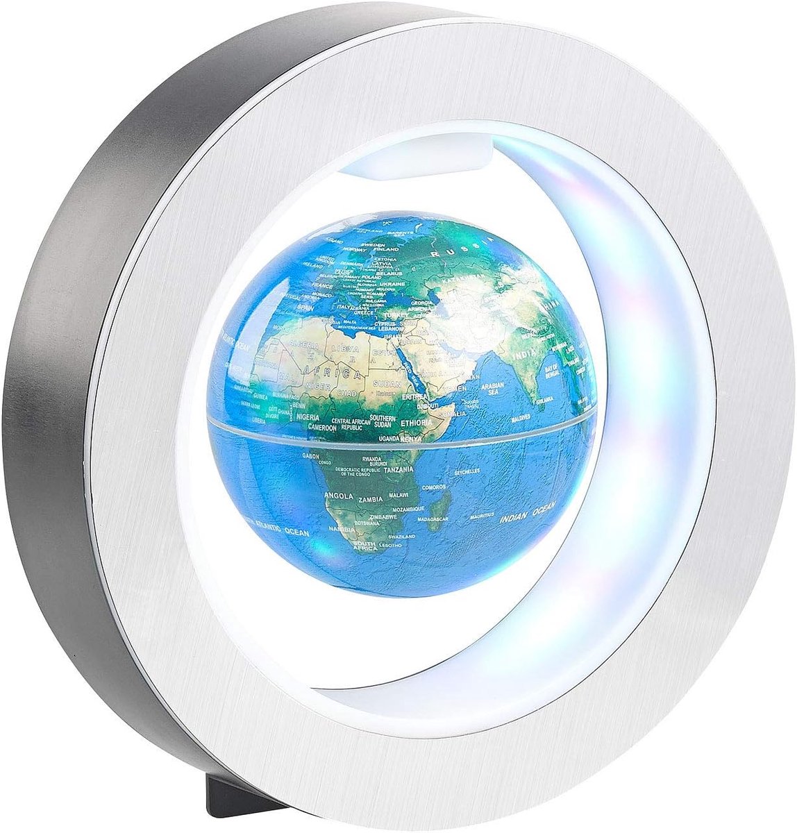Zwevende Wereldbol - Magnetische Bol - Decoratie Kantoor - Magnetische Levitatie - 10 cm Diameter - Zilver Metallic