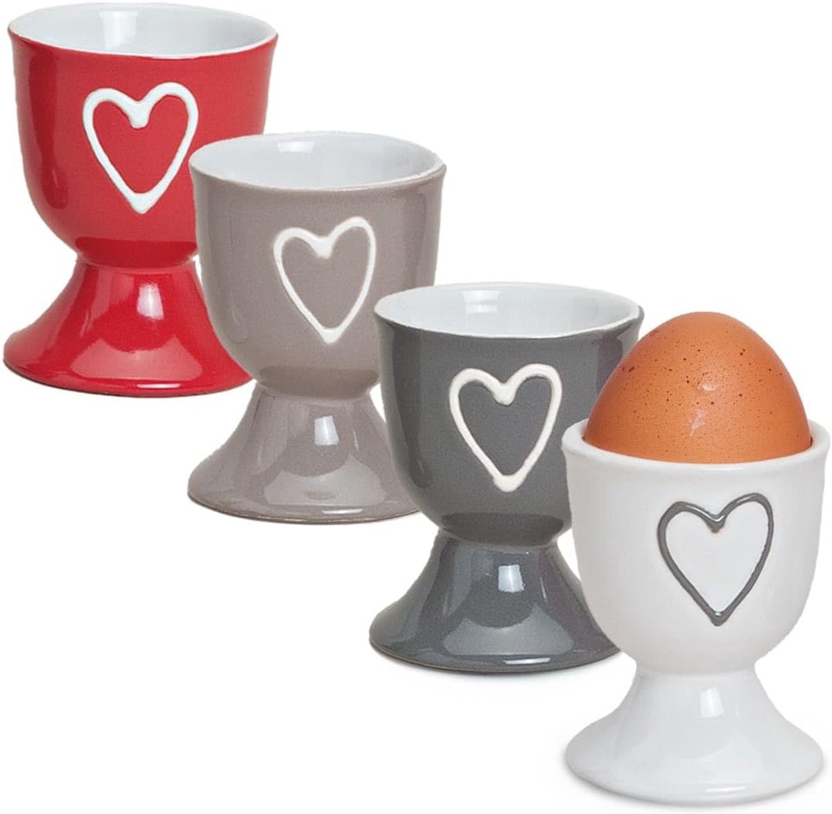 Eierdopjes Set - Servies Delen - Ontbijt Tafel - Landelijk Design - Set van 4 - Multicolour