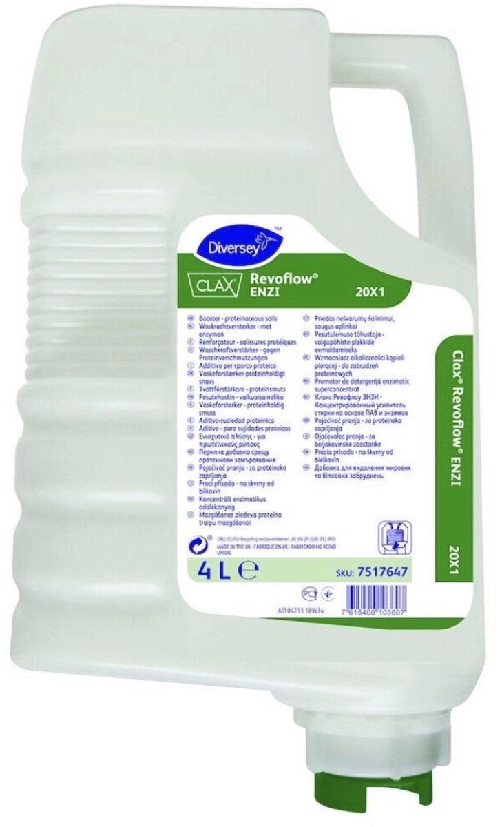 Diversey Clax Revoflow ENZI 20X1 waskrachtversterker met enzymen 3x4 kg