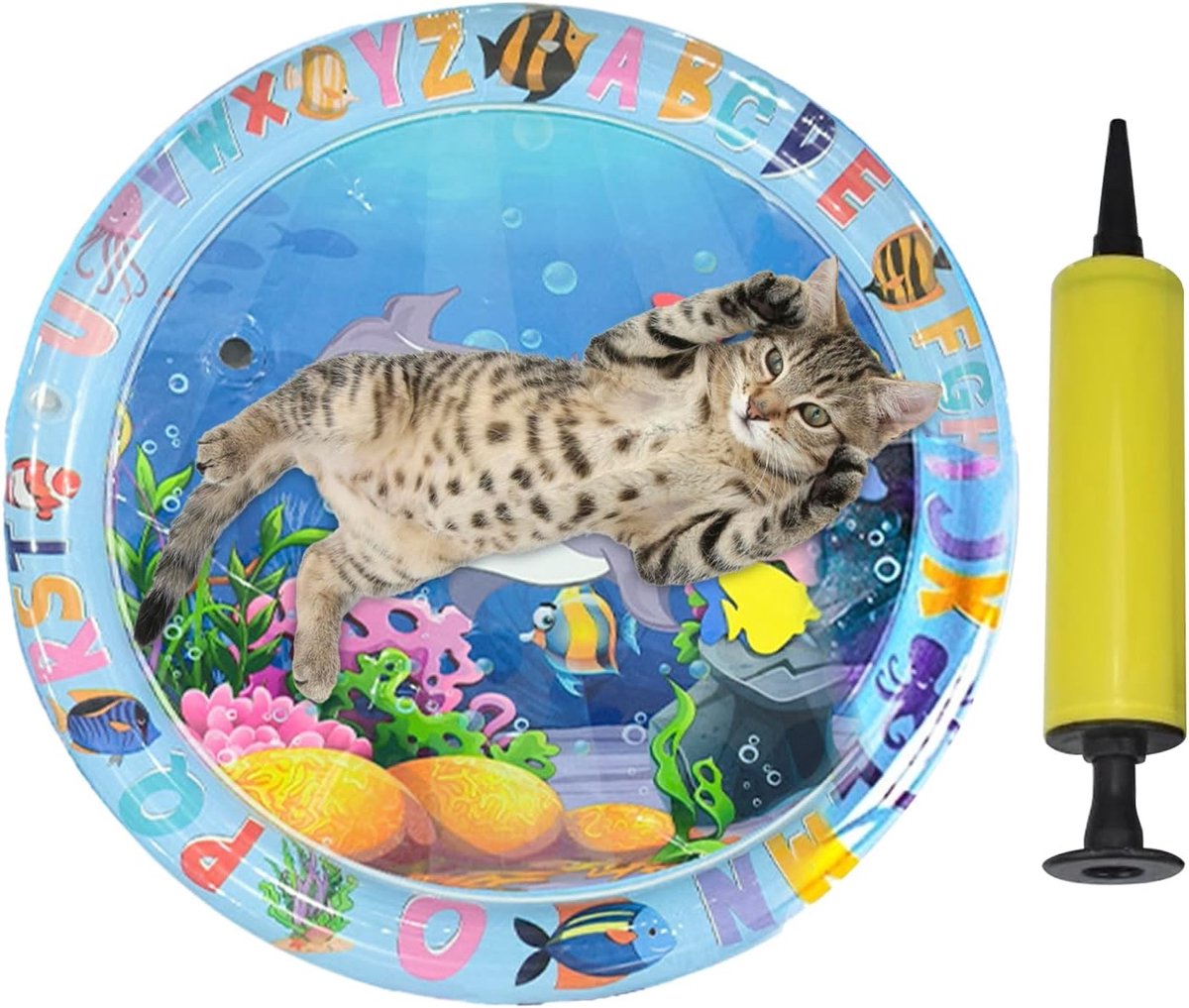 Kat Water Speelmat - Verkoelend Kussen - Zomerse Verkoeling - Verdikt Lekvrij Ontwerp - 65 cm Model - Dolfijn