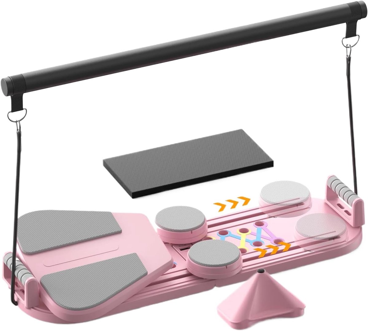 Pilates Bord - Fitness Apparatuur - Thuis Workout - 5-in-1 Trainingshulp - 98x37x30cm - Roze