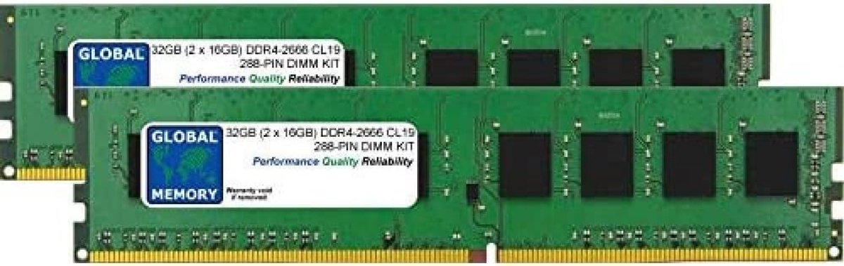 Geheugen RAM Kit - Werkgeheugen Uitbreiding - Snellere PC Prestaties - 2x 16GB Module - 2666MHz