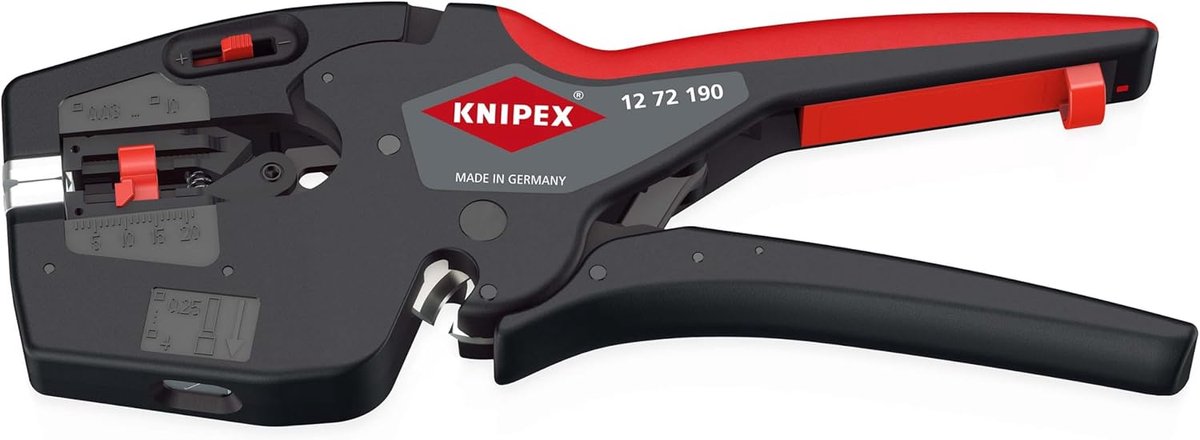 Multitool Elektricien - Draadstripper Krimptang - Elektrische Installaties - Automatische Draadstripper - 190 mm - Zwart en Rood