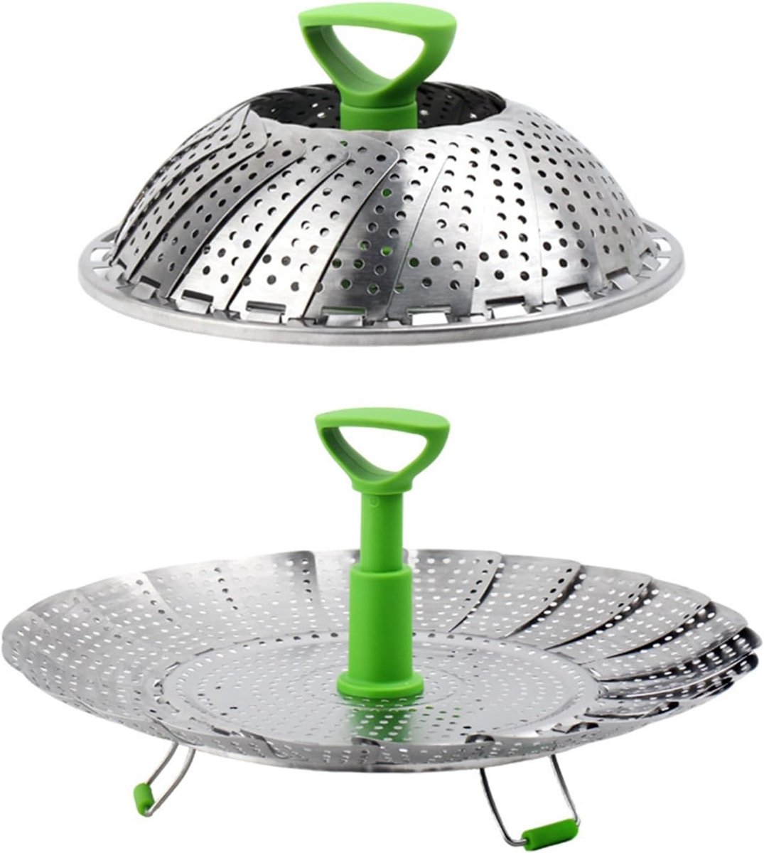 Opvouwbaar Stoommand Groente Stoominzet Gezond Koken Inklapbaar Roestvrij Staal 9 Inch Groen