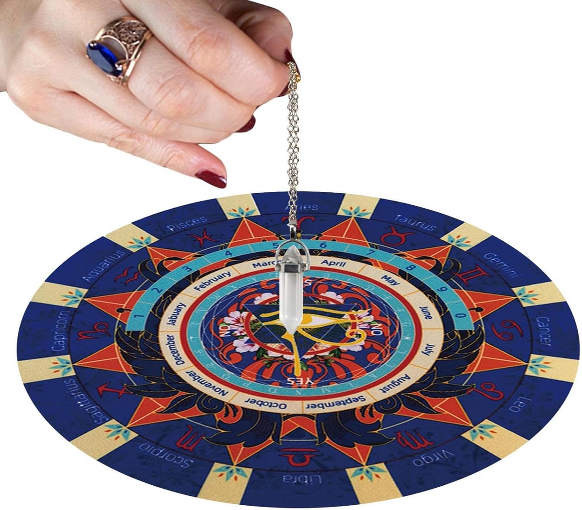 Pendelmat Astrologie - Orakel Kussen - Voorspellings Spel - Ja Nee Markeringen - 20.4 cm D