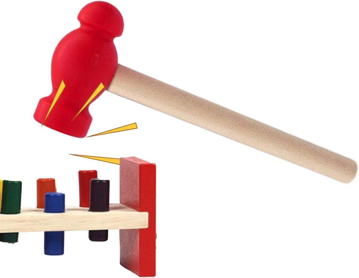 Kinderhamer Speelgoed - Klophamer Simulatie - Educatief Spel - Duurzaam Hout PP - 15 x 8 x 5 cm