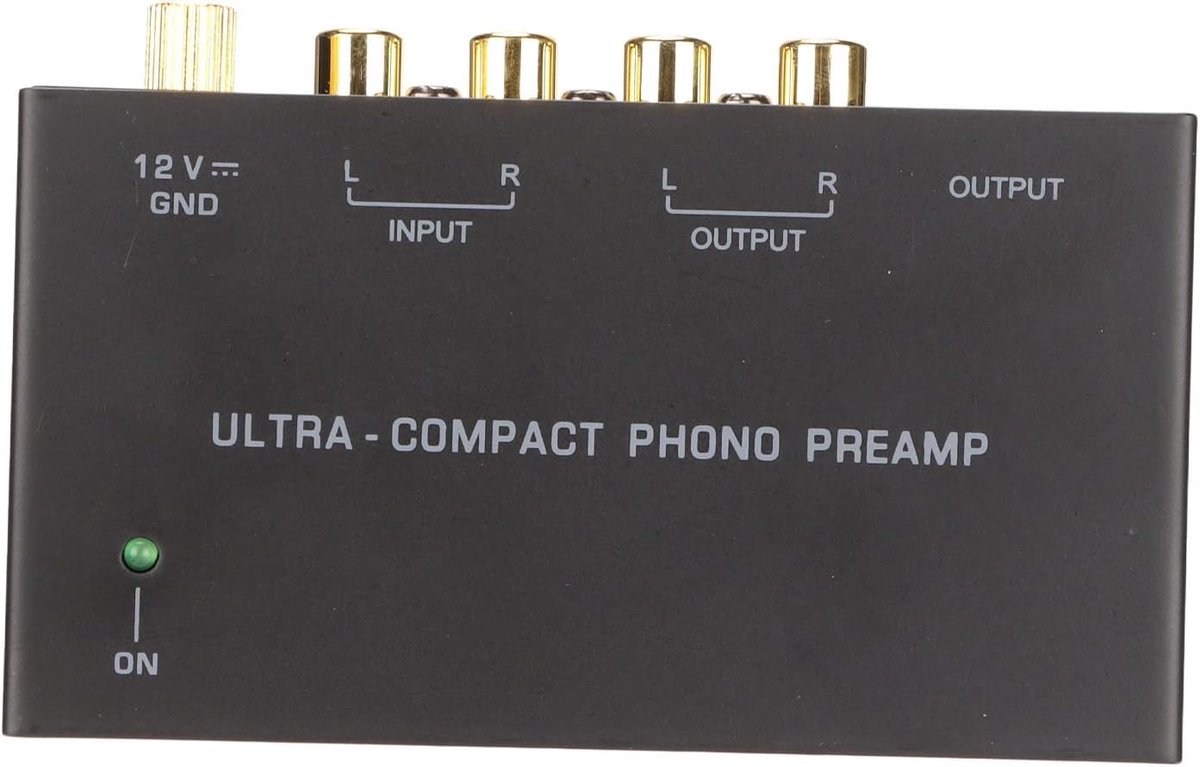 Platenspeler Voorversterker - Phono Versterker - Muziek Versterken - Onafhankelijke Knopbediening - 14 x 10 x 8 cm - Zwart