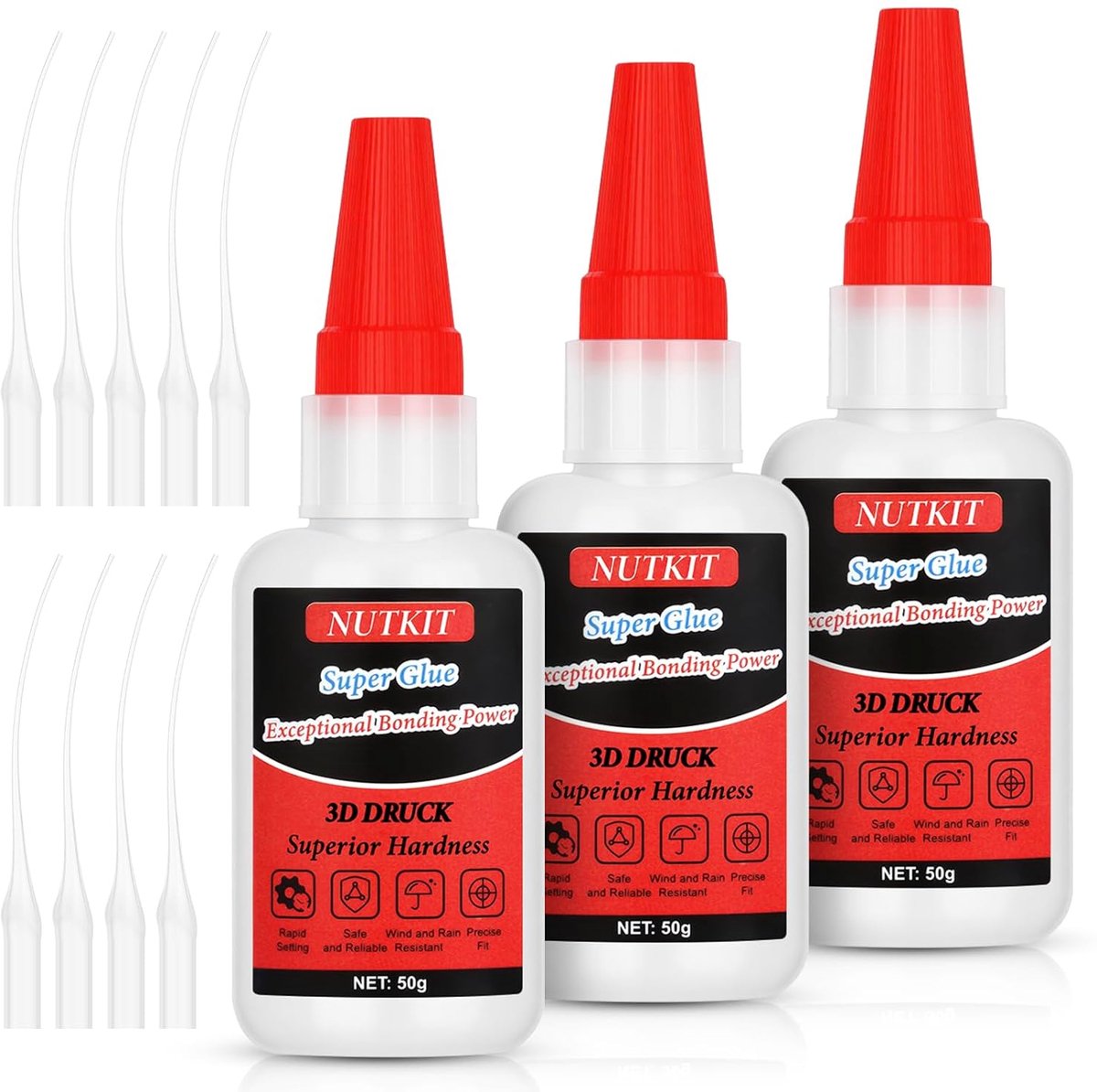 Secondelijm Gel - Sterke Lijm - 3D Printen - Anti-verstoppingskap - 3 stuks 50ml - Transparant