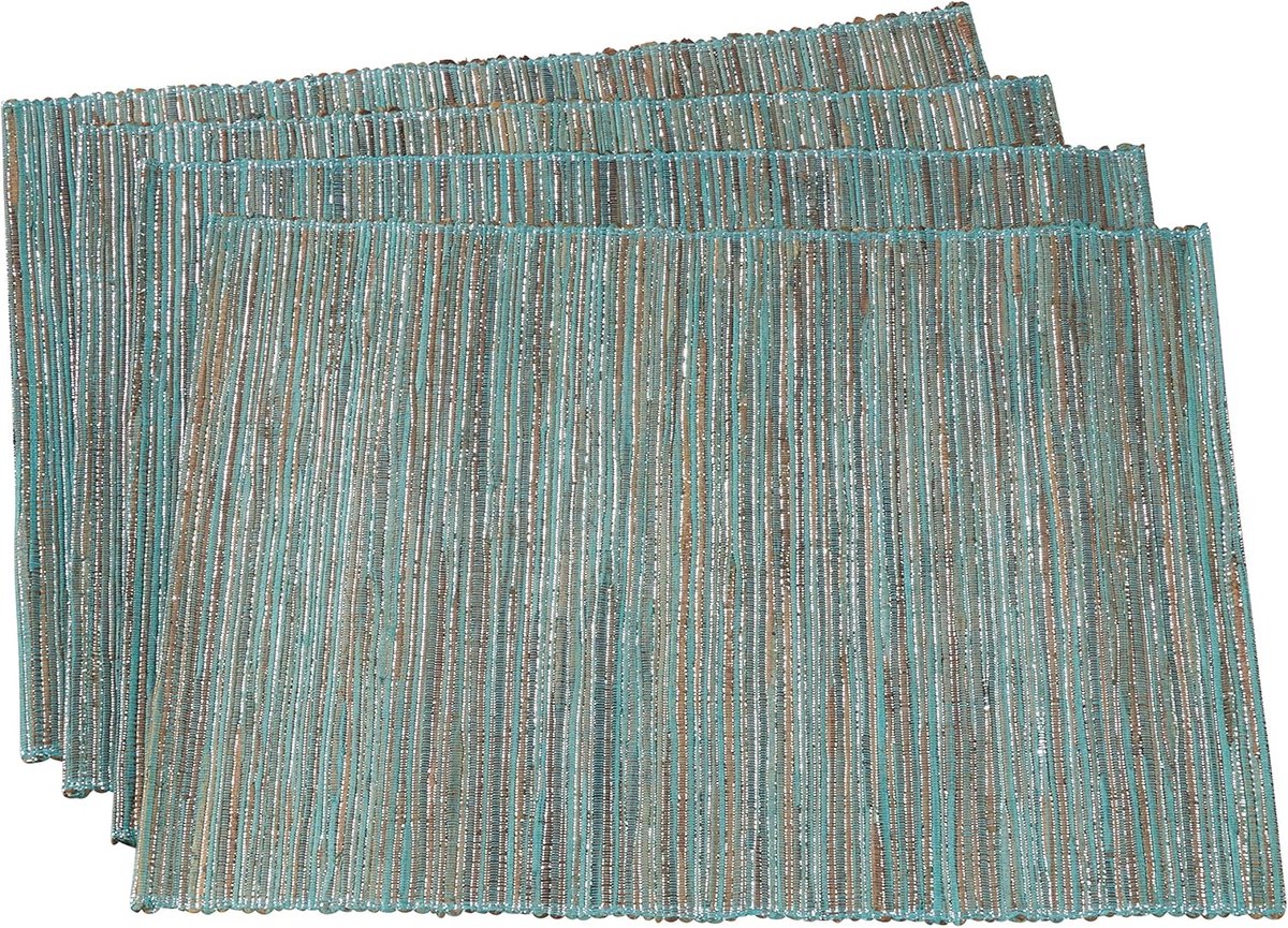 Placemats - Tafelmatten - Tafeldecoratie Dineren - Glinsterend Geweven - 50x35 cm - Turkoois