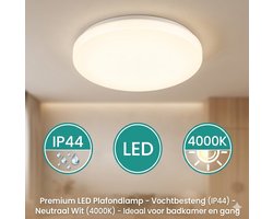 LED Plafondlamp IP44 – Badkamerlamp – 12W – 840 Lumen – 4000K Neutraal Wit – Rond – waterdicht – Wand & Plafond