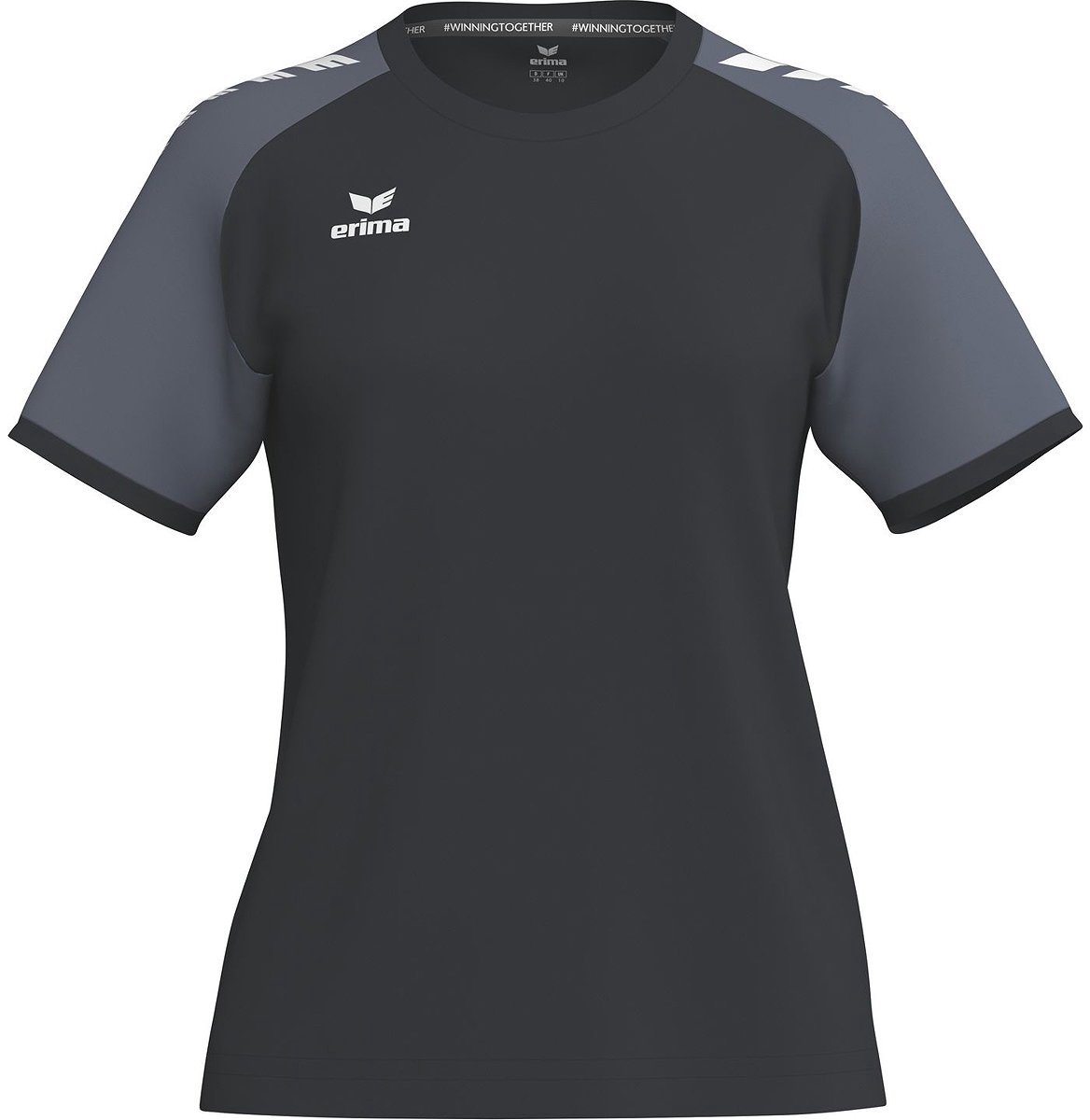 Erima Wings Shirt Korte Mouw Dames - Zwart / Slate Grey | Maat: 40
