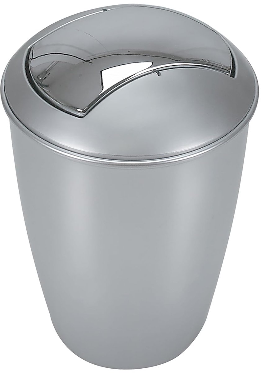 Cosmetica Emmer - Badkamer Prullenbak - Hygiënisch Opbergen - Schommeldeksel Ontwerp - 5 Liter Inhoud - Zilver
