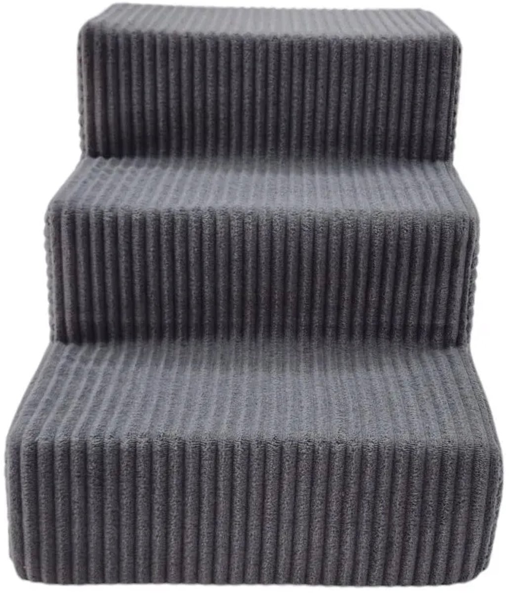 Hondentrappen 3‑treden – Hondenramp / Loopplank voor Huisdieren – Antislip & Stevig voor Sofa, Bed en Auto, grafiet