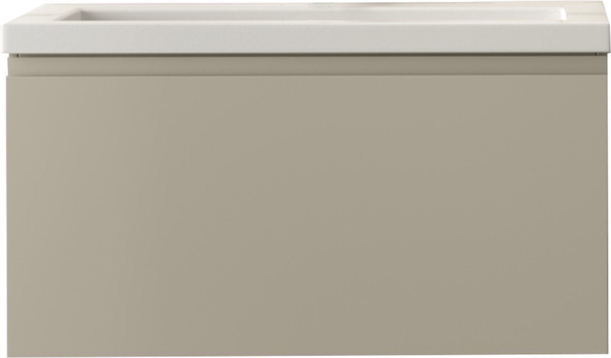 LOMAZOO Badkamermeubel Greige 80cm - Wastafel Wit - Wastafelmeubel Beige Grijs - Wastafelkast Zwevend [MODENA]