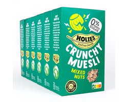 Holie's Crunchy Muesli Mixed Nuts 6x 400gr - ontbijtgranen - suikervrij - gezond - vegan