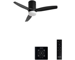 CREATE - Plafondventilator 40W silent 100% hout - S - Met licht - Controller voor wandmontage - WIND CALM NATURAL WOOD