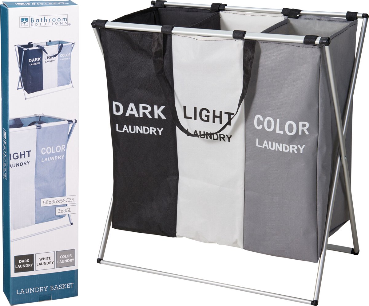 Bathroom solutions-wasmand-3 vakken-polyester-inklapbaar