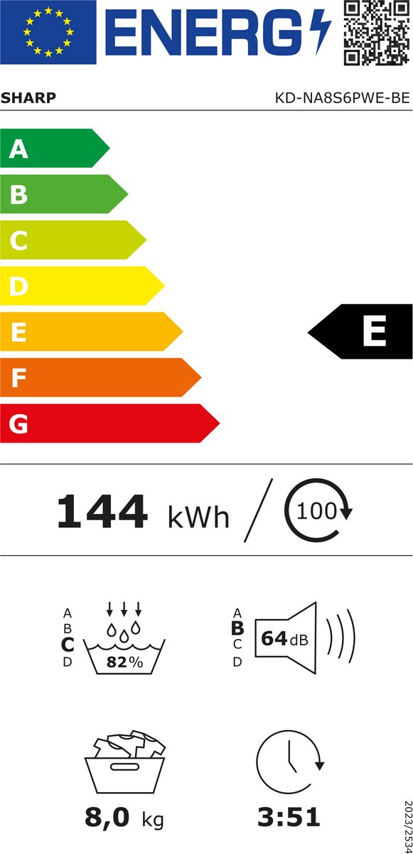 Sharp KDNA8S6PWEBE - warmtepomp droger thumbnail 2