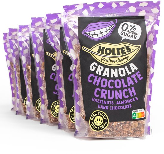 Holie's Granola Chocolate Crunch 6x 350gr - ontbijtgranen - suikervrij - gezond - vegan