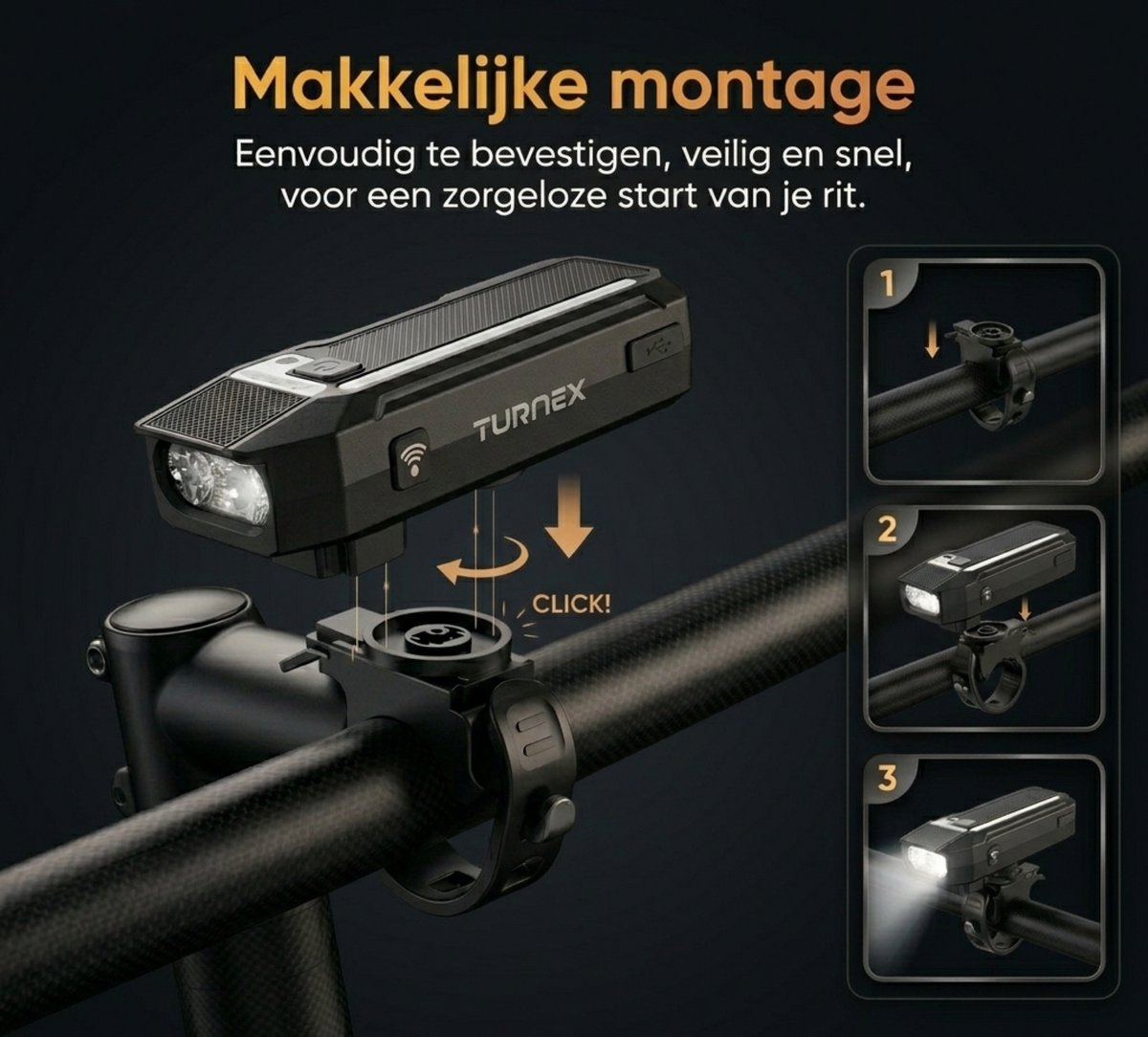 TURNEX Fietsverlichting Set USB Oplaadbaar thumbnail 2