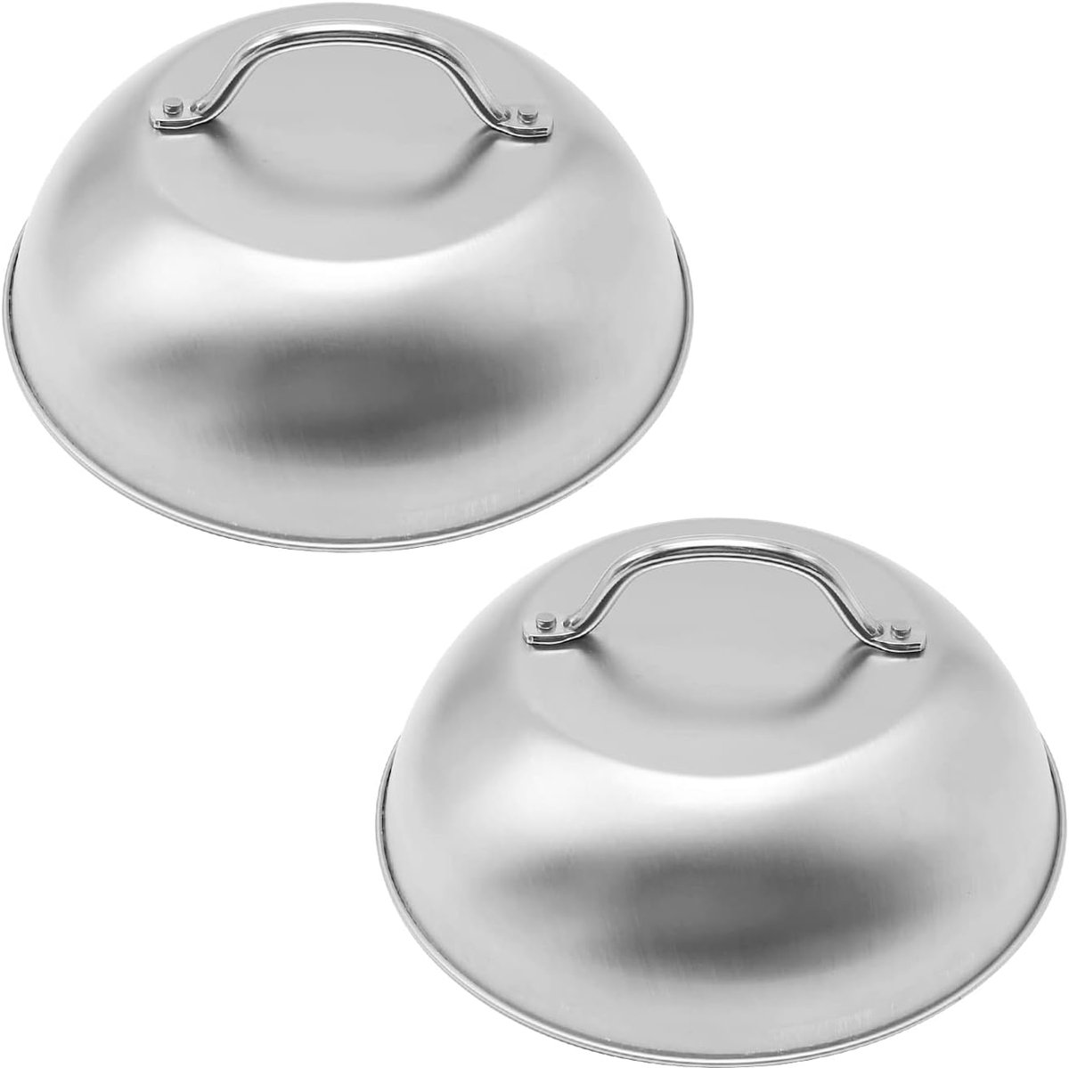Smeltkoepel 2 Stuks - Grill Deksel - Bakplaat Stomen - Roestvrij Staal - 9 Inch Rond - Zilver