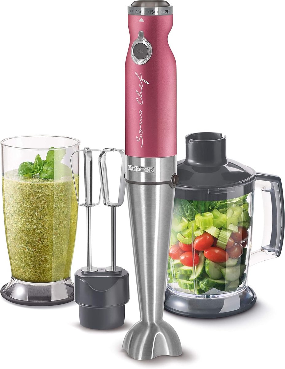 Staafmixer Krachtig - Handmixer Blender - Keukenwerk - 20 Snelheden Instelbaar - 800ml Kan - Roze