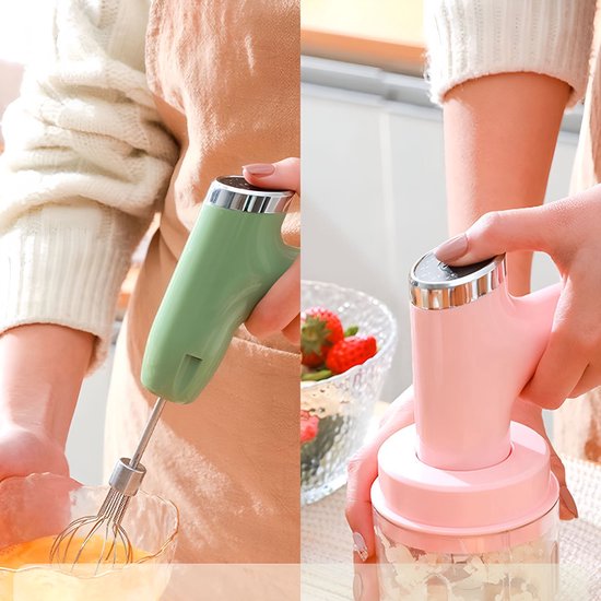 Elektrische Handmixer - Draadloze Garde - Bakken en Mixen - 5 Snelheden Instelbaar - 12x12CM - Groen — afbeelding 5
