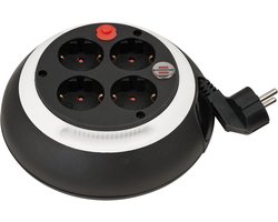 Brennenstuhl Comfort Line kabelbox, CL-S, 4-voudig, mini-kabelhaspel (indoor kabelhaspel voor huishouden, 3 m kabel, Made in Germany), zwart/wit